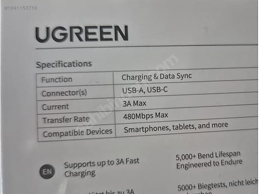 USB-C to USB-A Kablo 1.5m - Thumbnail 4